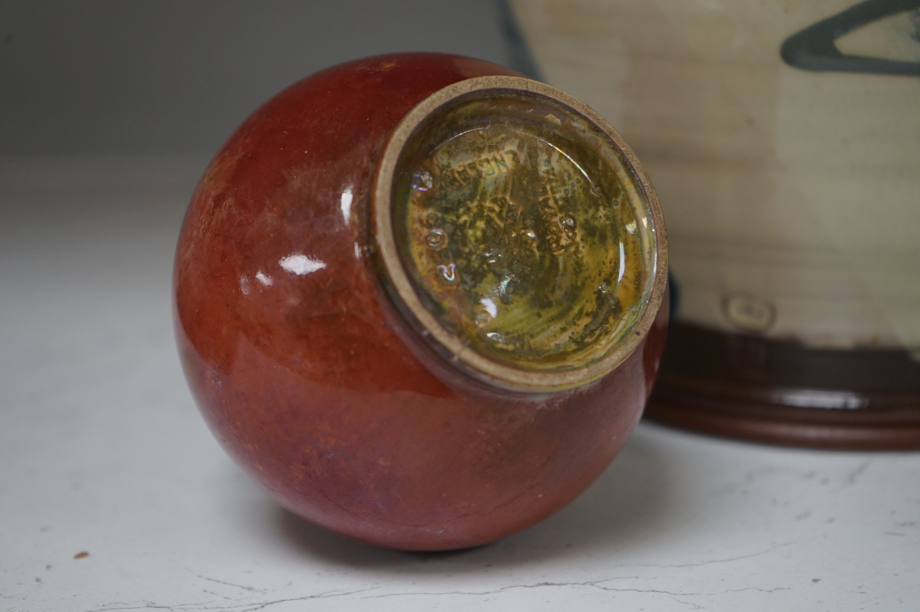 A Royal Lancastrian vase and a Dupuy vase and a Sally Shrimpton studio floral pottery jar and cover, largest 24cm high. Condition - good, Lancastrian vase chipped/cracked (3)